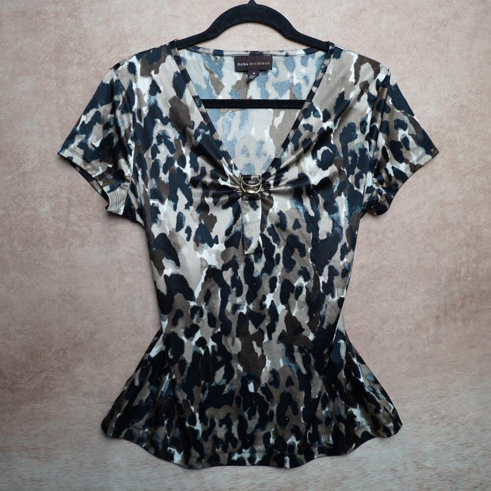 Dana Buchman Leopard Print Y2K Top Medium
